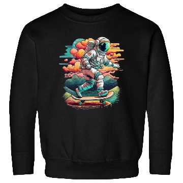 Discover Astronaut Skateboarding Above the Moon Sweatshirts