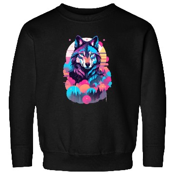 Discover Vaporwave Wolf Sweatshirts - Neon Blue Eyes