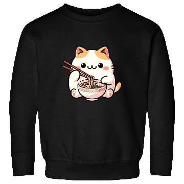 Discover Neko Cat Eating Ramen Noodles Anime Sweatshirts