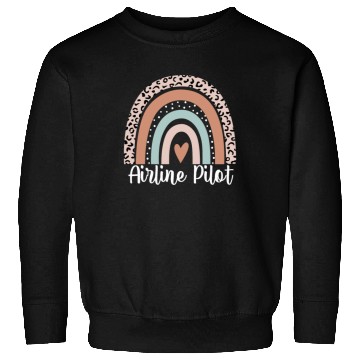 Discover Airline Pilot Rainbow Leopard Funny Airline Pilot Sweatshirts