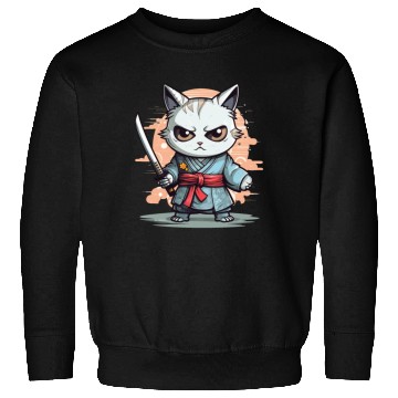 Discover Cute Samurai Cat Kawaii Japanese Ronin Aesthetic A Sweatshirts