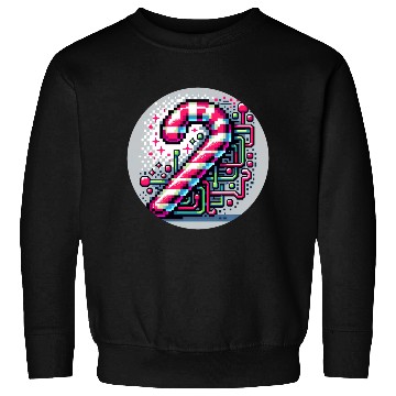 Discover Neon Cyberpunk Candy Cane 8-Bit Pixel Christmas Sweatshirts