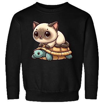 Discover Siamese cat rides turtle Sweatshirts
