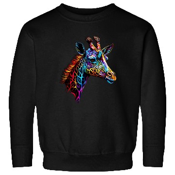 Discover Giraffe Enveloped in Vibrant Neon Patterns Sweatshirts