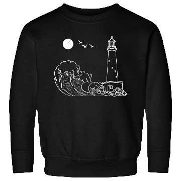Discover sea waves seagulls gift full moon lighthouse Sweatshirts