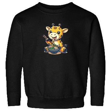 Discover Cute Giraffe Eats Ramen Noodles Giraffe Ramen Sweatshirts