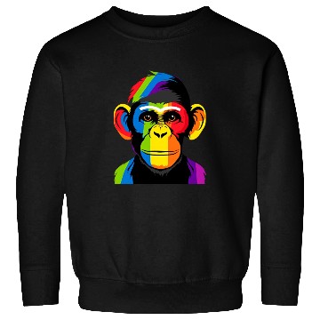 Discover Expressive Chimpanzee in Colorful Graphic Artwork Sweatshirts