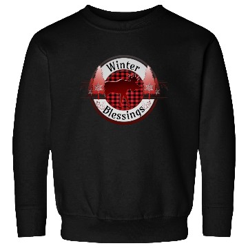 Discover Winter Blessings Plaid Moose Badge Sweatshirts