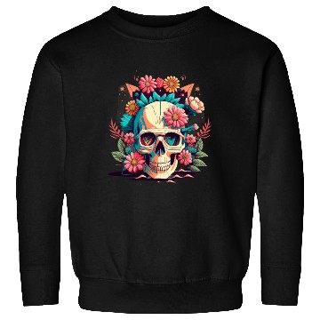 Discover Classic 2d skull with flowers Sweatshirts
