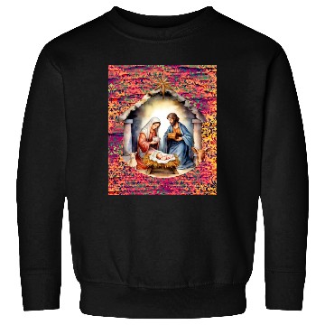 Discover Nativity scene with Mary Joseph Baby Jesus Sweatshirts