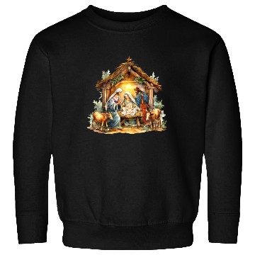 Discover Nativity scene with Mary Joseph Baby Jesus Sweatshirts