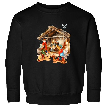 Discover Nativity scene with Mary Joseph Baby Jesus Sweatshirts