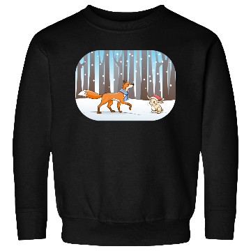 Discover fox and rabbit in a winter forest Sweatshirts