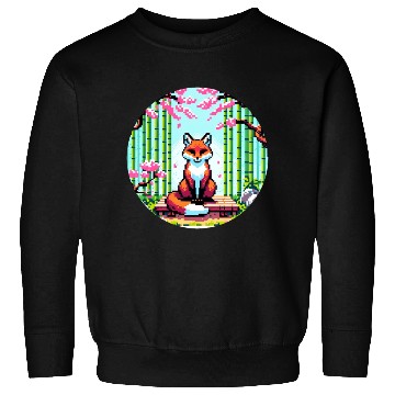 Discover Fox Zen Garden: Pixel Serenity Sweatshirts