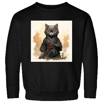 Discover Cute Ninja Cat Happy Japanese Art Sweatshirts