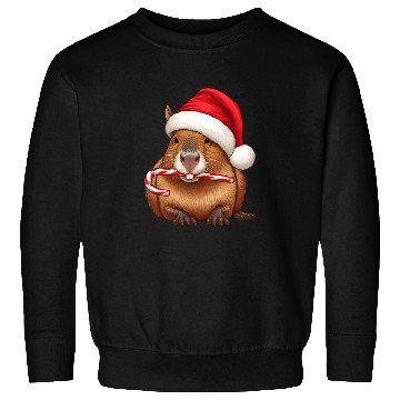 Discover Festive capybara with candy cane Sweatshirts