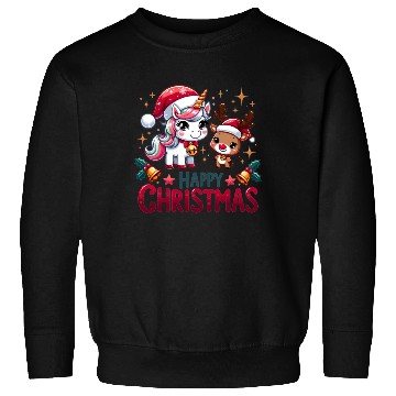 Discover Cheerful Unicorn & Reindeer - Merry Christmas Sweatshirts