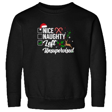 Discover Christmas Nice Naughty Left Unsupervised Reindeer Sweatshirts