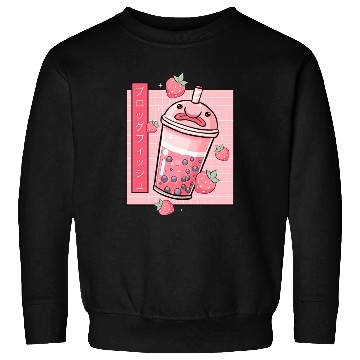 Discover Kawaii Blobfish Japanese Strawberry Boba Sweatshirts