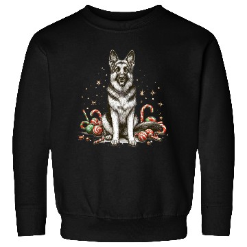 Discover Festive German Shepherd Dog with Candy Decor Sweatshirts