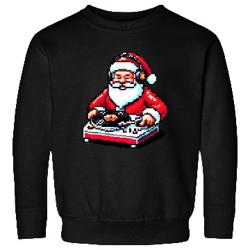 Discover Retro 8-Bit DJ Santa: A Festive Musical Spin Sweatshirts