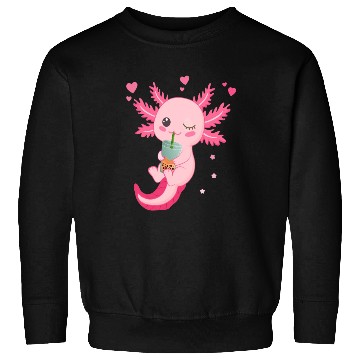 Discover Boba Tea Bubble Tea Milk Tea Axolotl Sweatshirts
