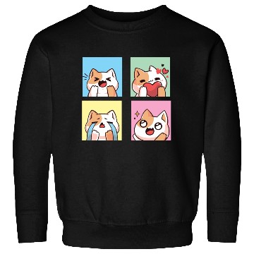 Discover four cute cat reaction Sweatshirts