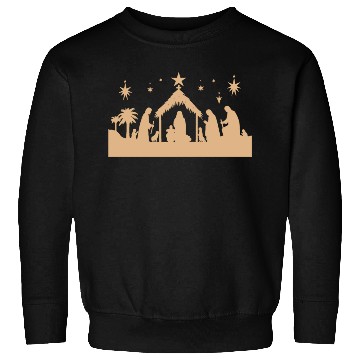 Discover Nativity Scene with Mary Joseph Baby Jesus Sweatshirts