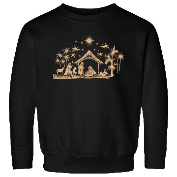 Discover Nativity Scene with Mary Joseph Baby Jesus Sweatshirts