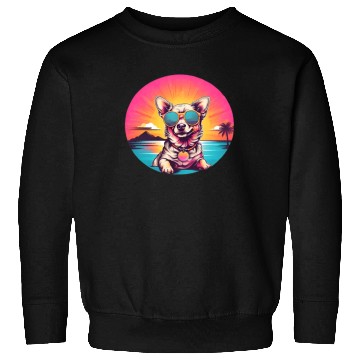 Discover Retro dog wearing sunglasses - Neon sunset Sweatshirts
