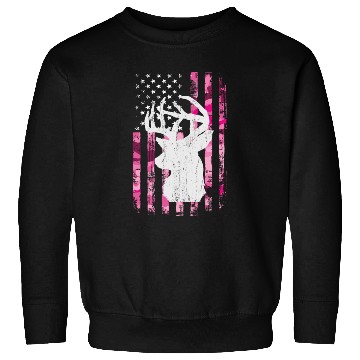 Discover Deer Hunting Camo Pink Camouflage American Flag Sweatshirts