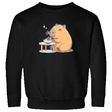 Discover Cute Capybara Eats Ramen Noodles Capybara Ramen Sweatshirts
