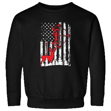 Discover Patriotic Bow Hunting Deer Hunter Flag American Sweatshirts