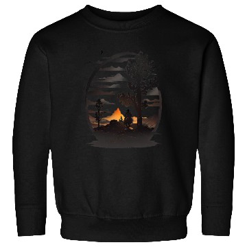 Discover Lone Cowboy Amidst the Fiery Frontier Sweatshirts