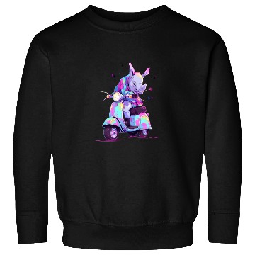 Discover Rhino Riding Scooter Funny Rhinoceros Biker Moped Sweatshirts