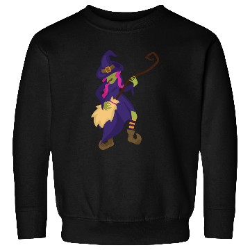 Discover Halloween Witch Using Broom As Guitar Sweatshirts