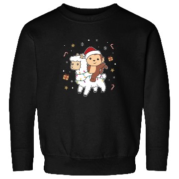 Discover Monkey Lama Christmas Snow Winter Animals Sweatshirts