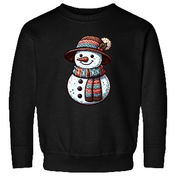 Discover Winter Wonderland: Charming Snowman Illustration Sweatshirts