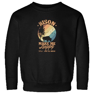 Discover Bison make my Happy Environment Animal Sweatshirts