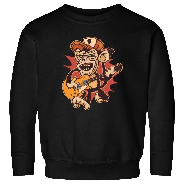 Discover Retro Chimpanzee Guitar Player Graphic Sweatshirts