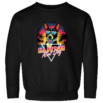 Discover Retro Wave Basenji Hot Dog Sweatshirts
