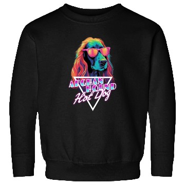 Discover Retro Wave Afghan Hound Hot Dog Sweatshirts