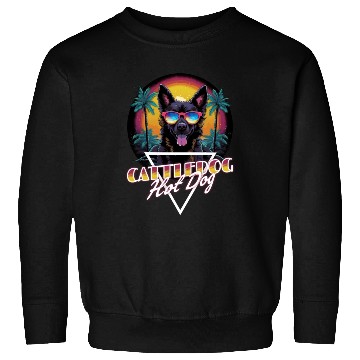 Discover Retro Wave Cattledog Hot Dog Sweatshirts