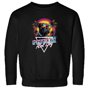Discover Retro Wave Pitbull Terrier Hot Dog Sweatshirts