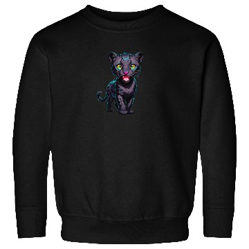 Discover A Cartoonish Black Leopard in a Playful Pose Sweatshirts