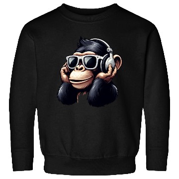 Discover Chimpanzee with sunglasses and headphones Sweatshirts