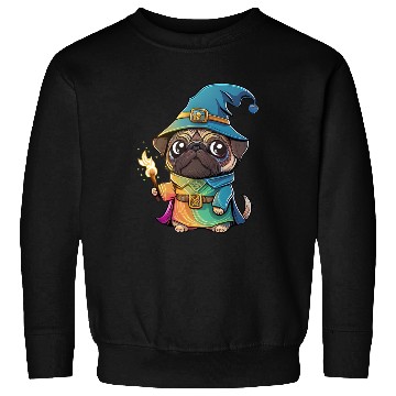 Discover Colorful Kawaii Pug Wizard Sweatshirts
