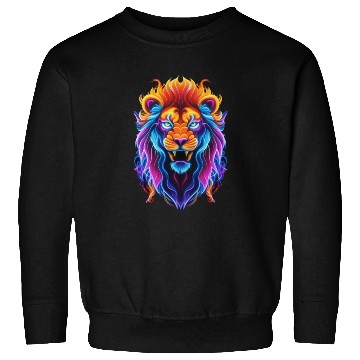 Discover Roaring Spectrum: Colorful Lion Face Sweatshirts