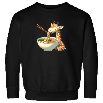 Discover Cute Giraffe Eats Ramen Noodles Giraffe Ramen Sweatshirts