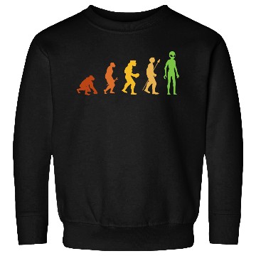Discover Alien Funny Human Evolution Growth Theory Retro Sweatshirts